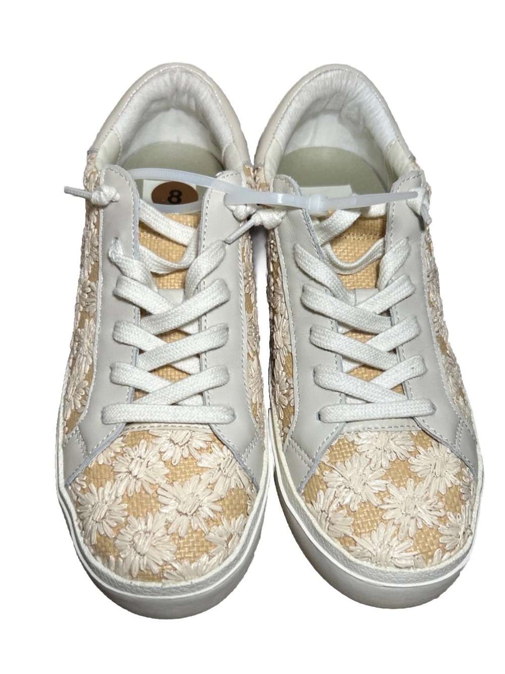 Dolce Vita Zina Women Cream Floral Raffia Material Causal Sneakers Size 8 NO BOX
